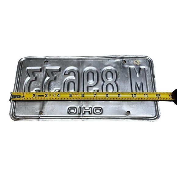Vintage Ohio Collectible License Plate White Red Expired Original Tag # M 89633 - Picture 3 of 3